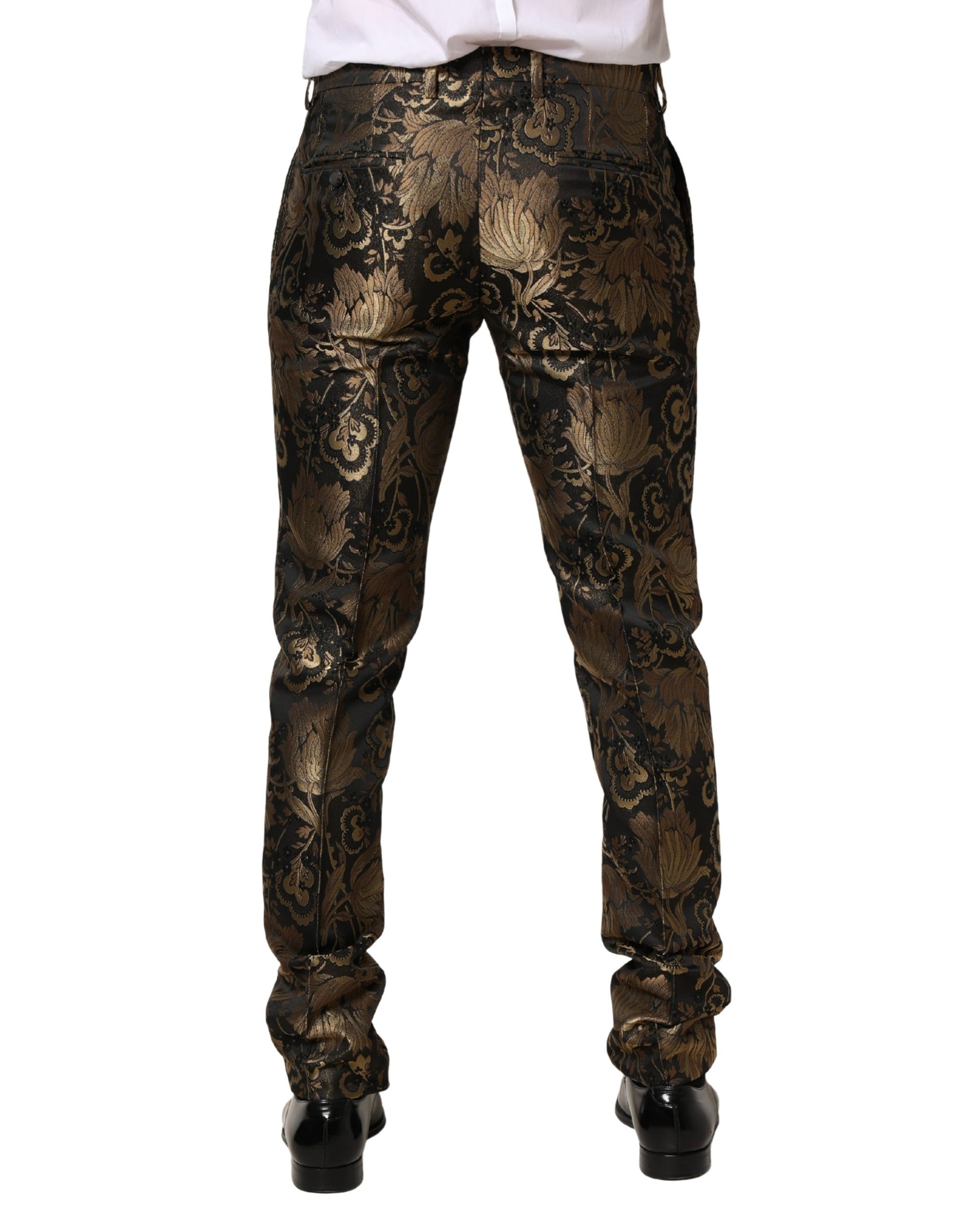 Gold Jacquard Dress Formal Men Trouser Pants