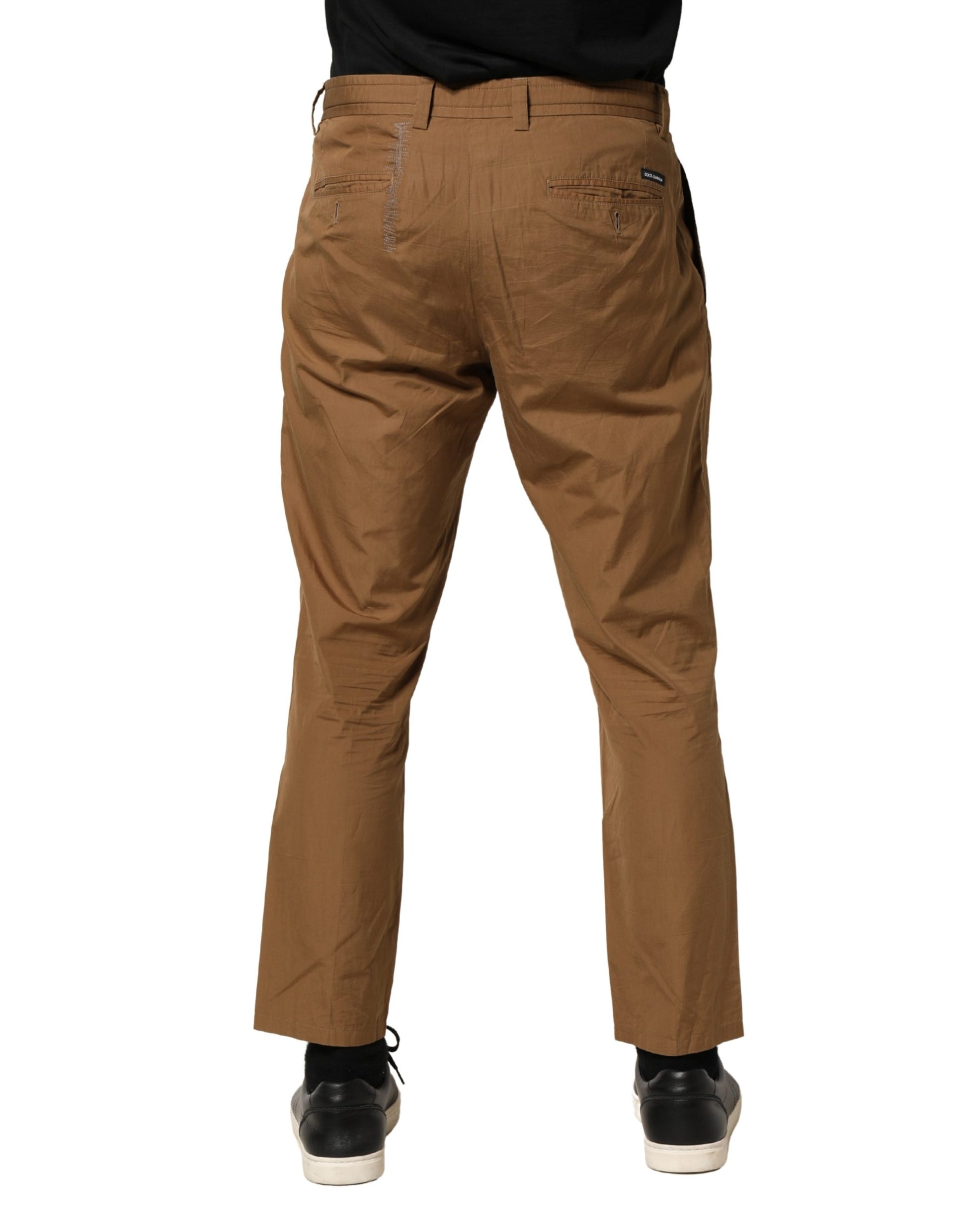 Brown Cotton Straight Chino Men Trouser Pants
