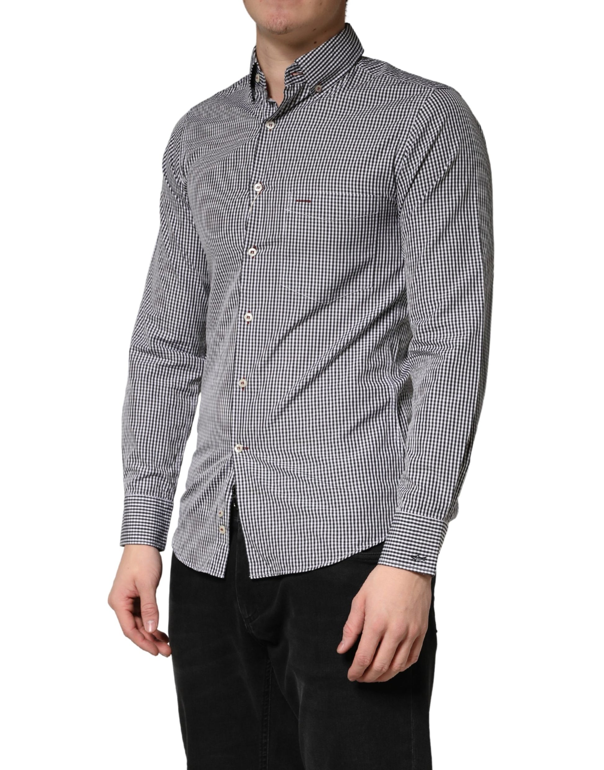 Gray Cotton Long Sleeves Button Down Dress Shirt
