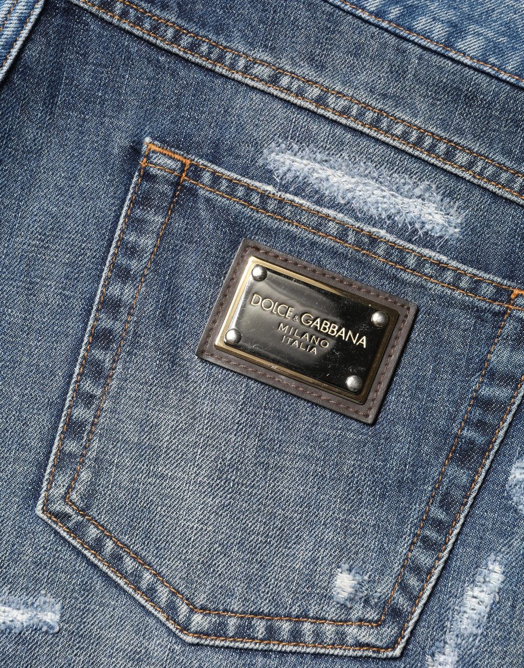 Blue Floral Embroidery Tattered Denim Shorts