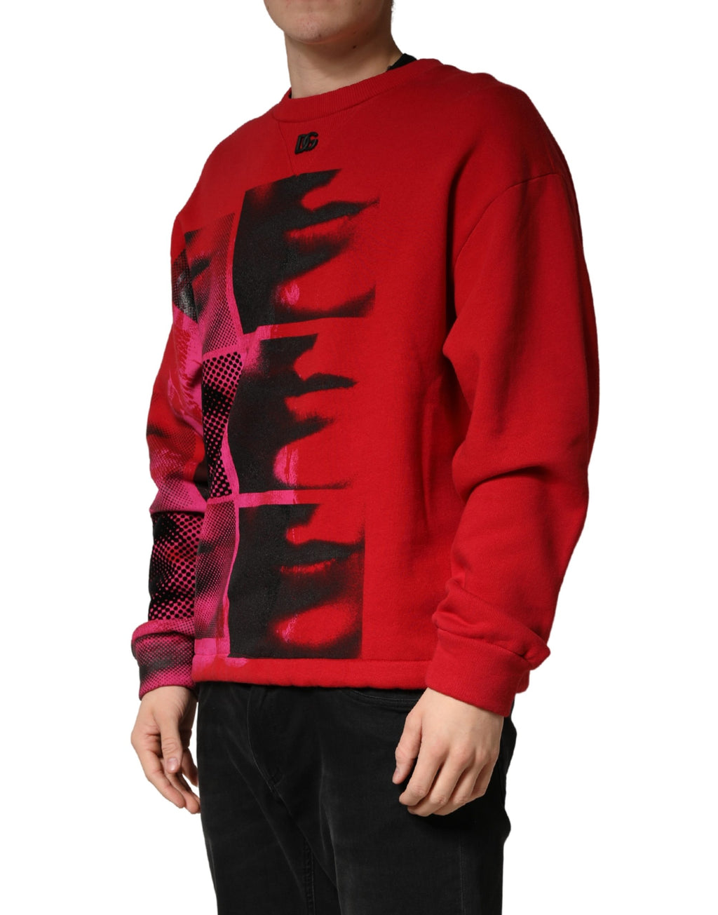 Red Graphic Crew Neck Men Sweatshirt Sweater
