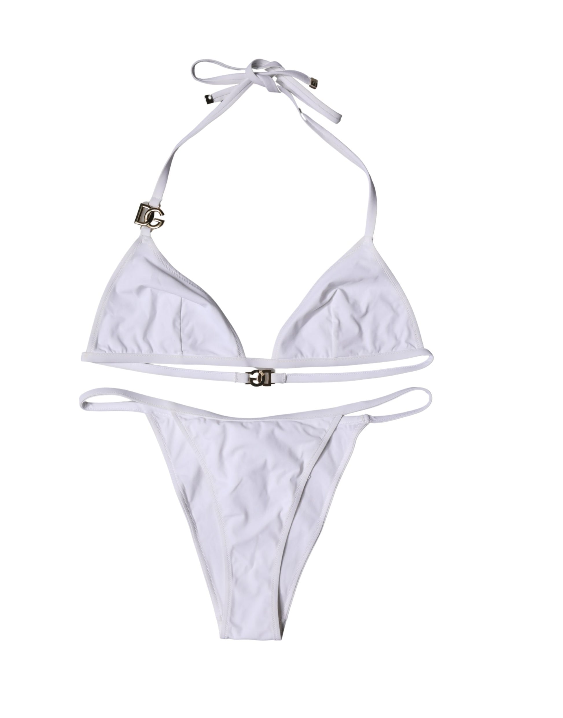 White Logo Swimsuit 2 Piece Top Bottom Swimwear
