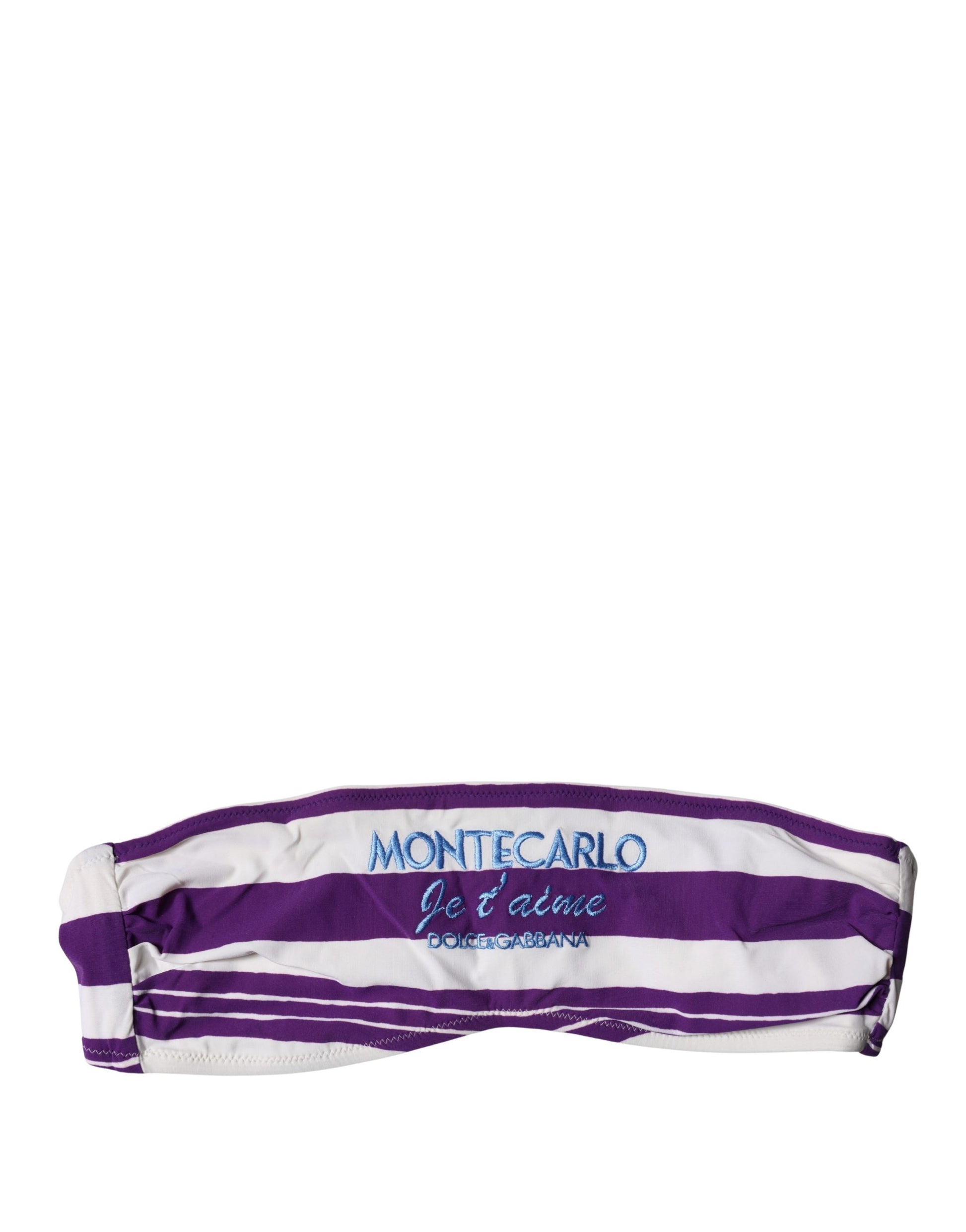 Purple White Stripes Nylon Bandeau Swimwear