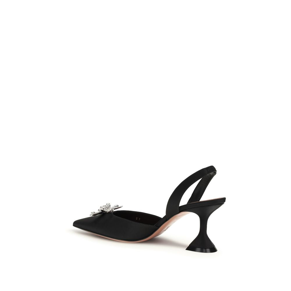 Black Silk High Heel Pumps