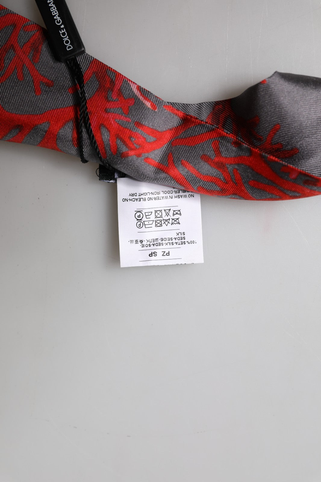 Red Gray Coral Print Neck Wrap Foulard 6cm x 98cm Scarf