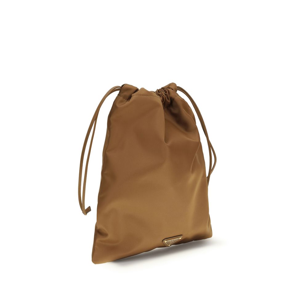 Brown Recycled Polyamide Clutch Bag