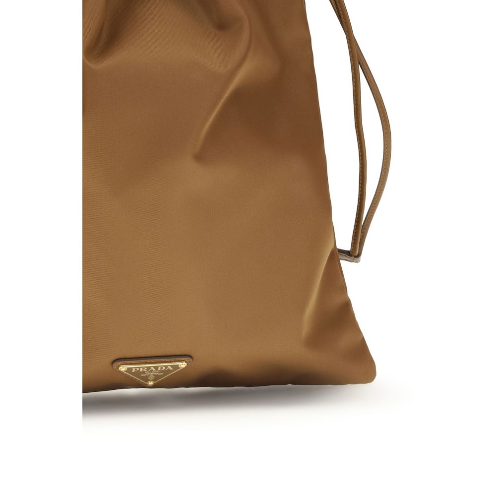 Brown Recycled Polyamide Clutch Bag
