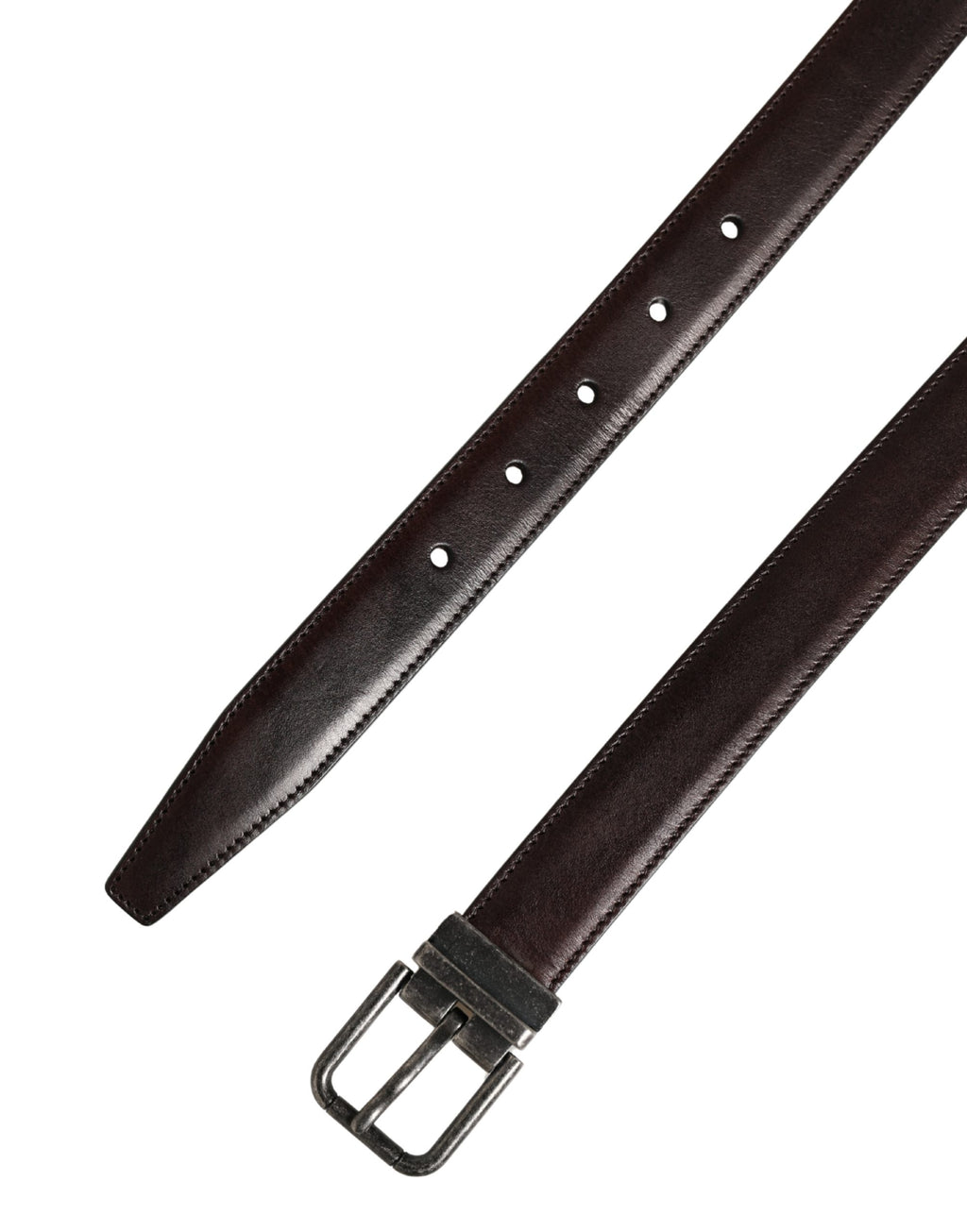 Men Brown Classic Leather Metal Buckle Belt
