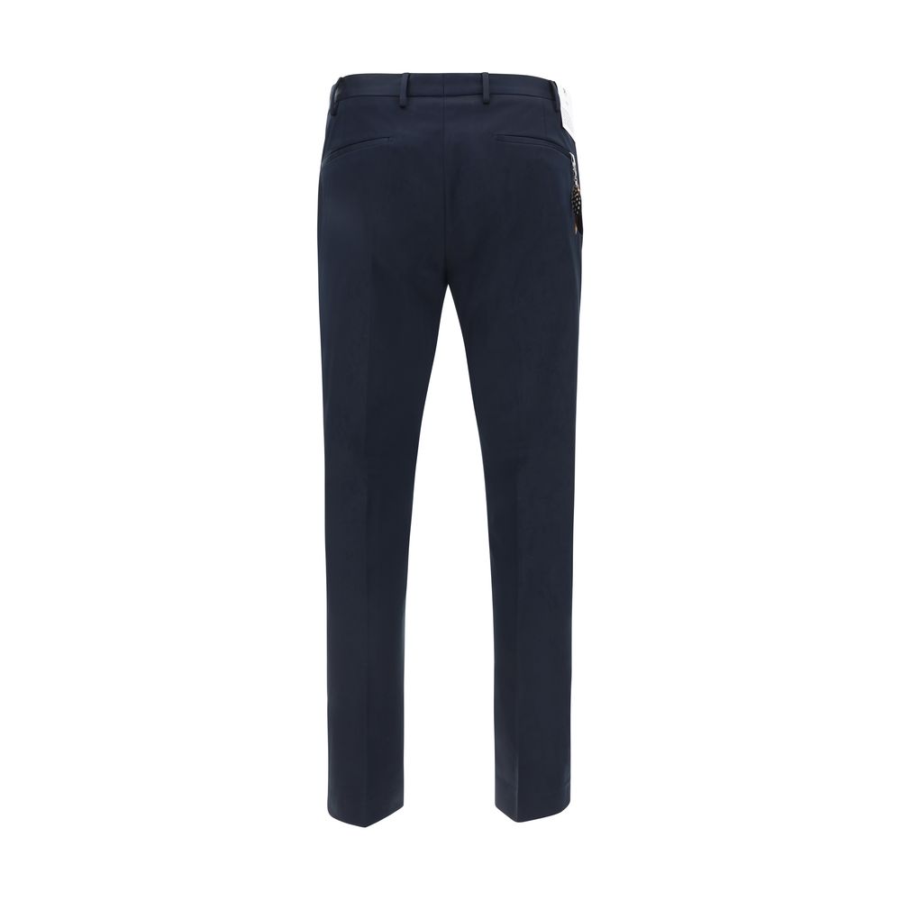 Blue Cotton Casual Pants