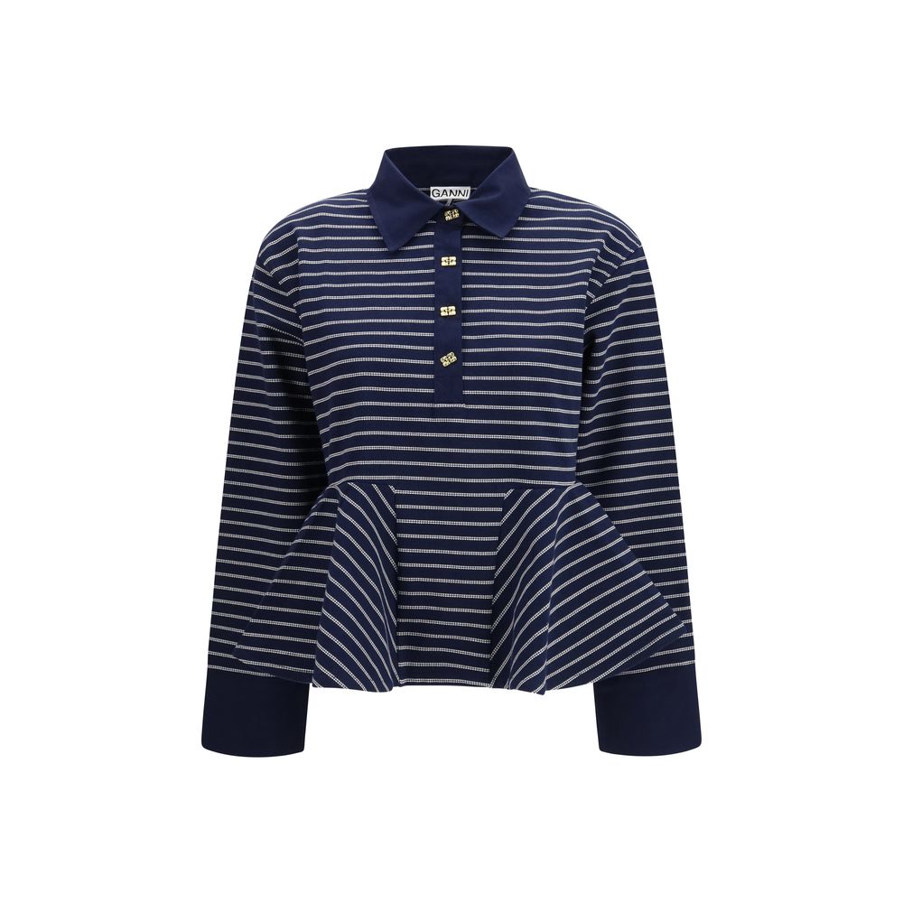 Blue Cotton Polo Shirt