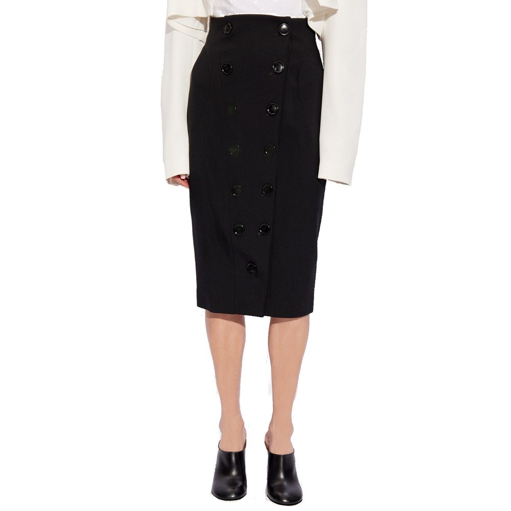 Black Elastane Midi Skirt