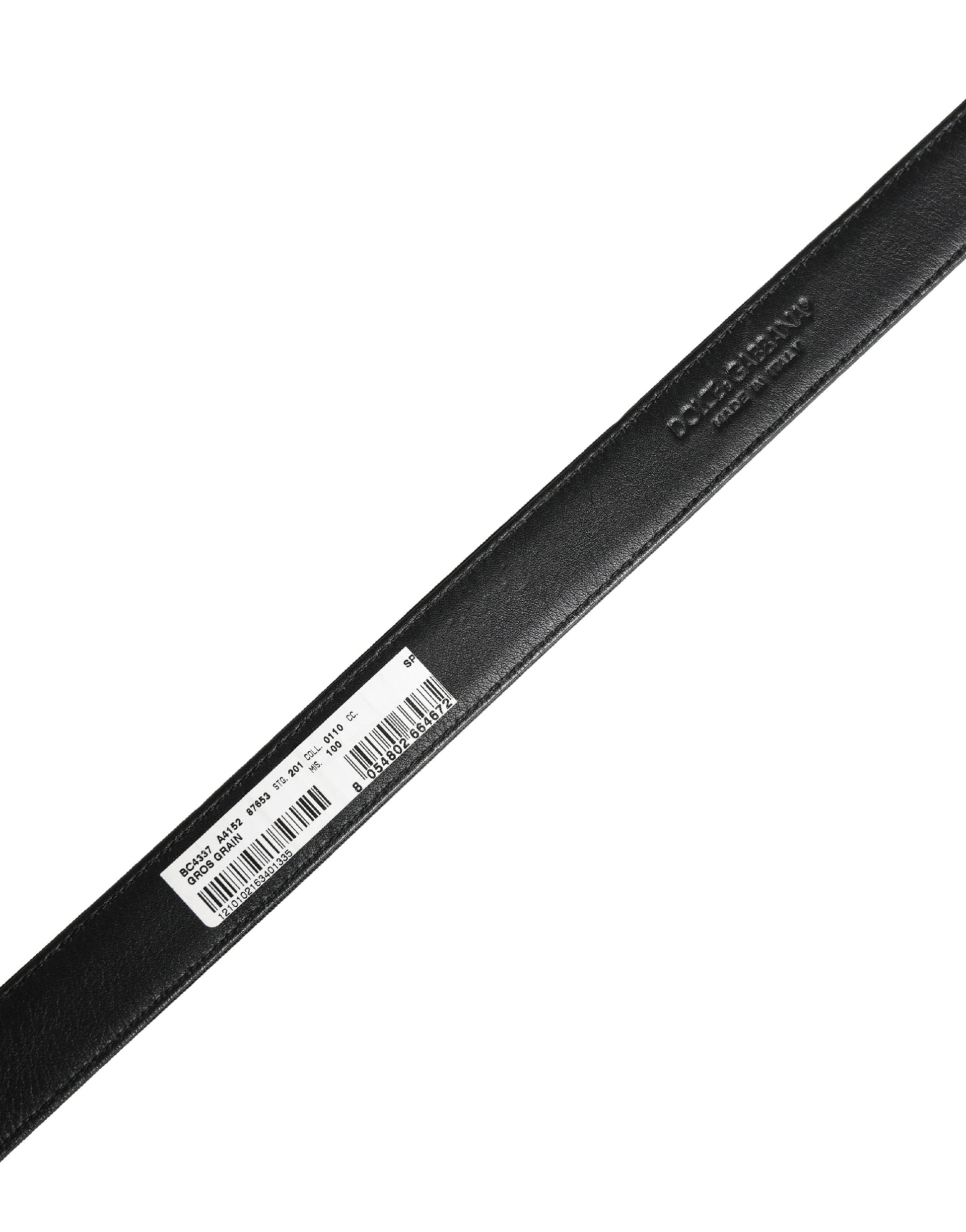 Men Black Viscose Leather Metal Buckle Belt