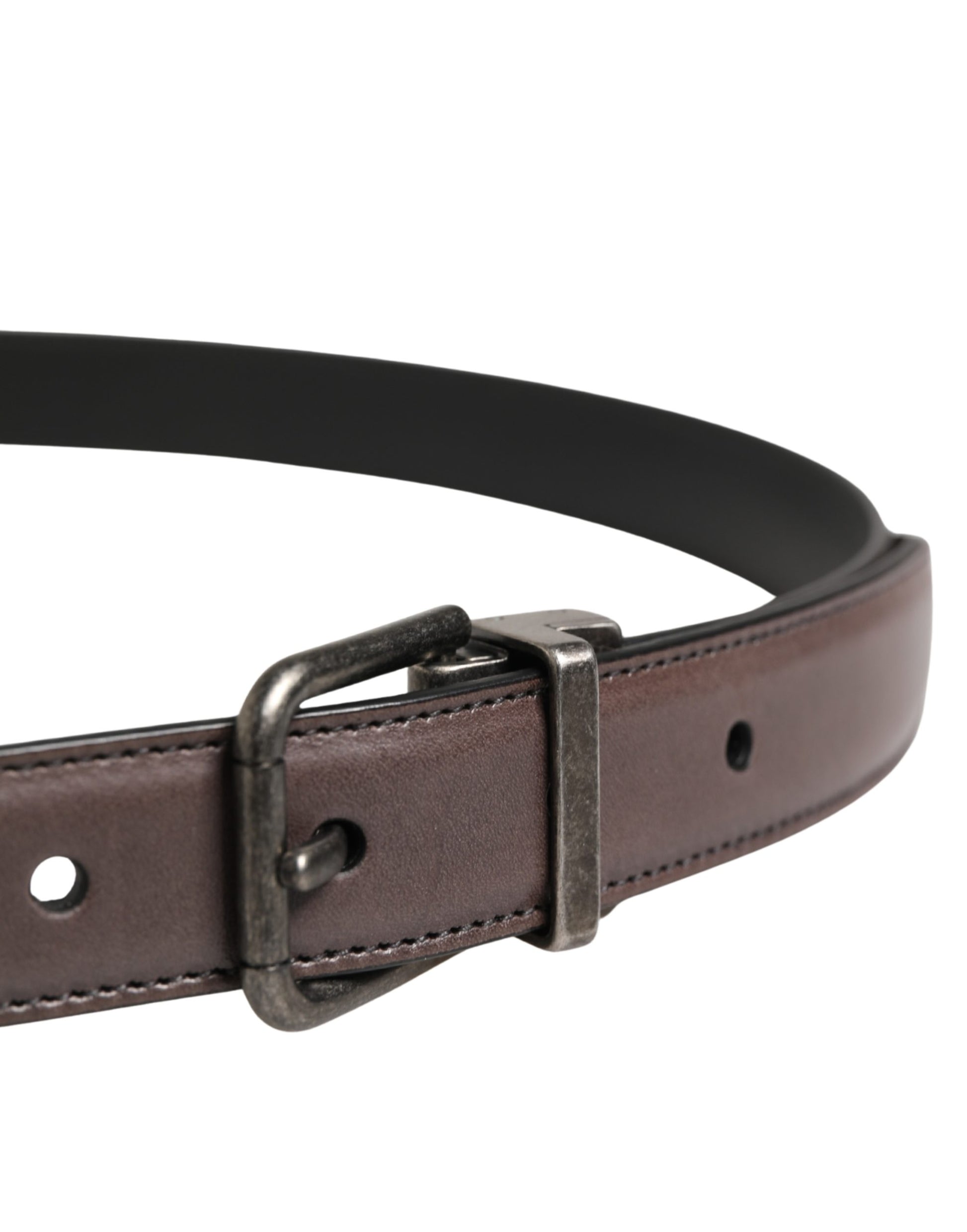 Men Brown Classic Leather Metal Buckle Belt