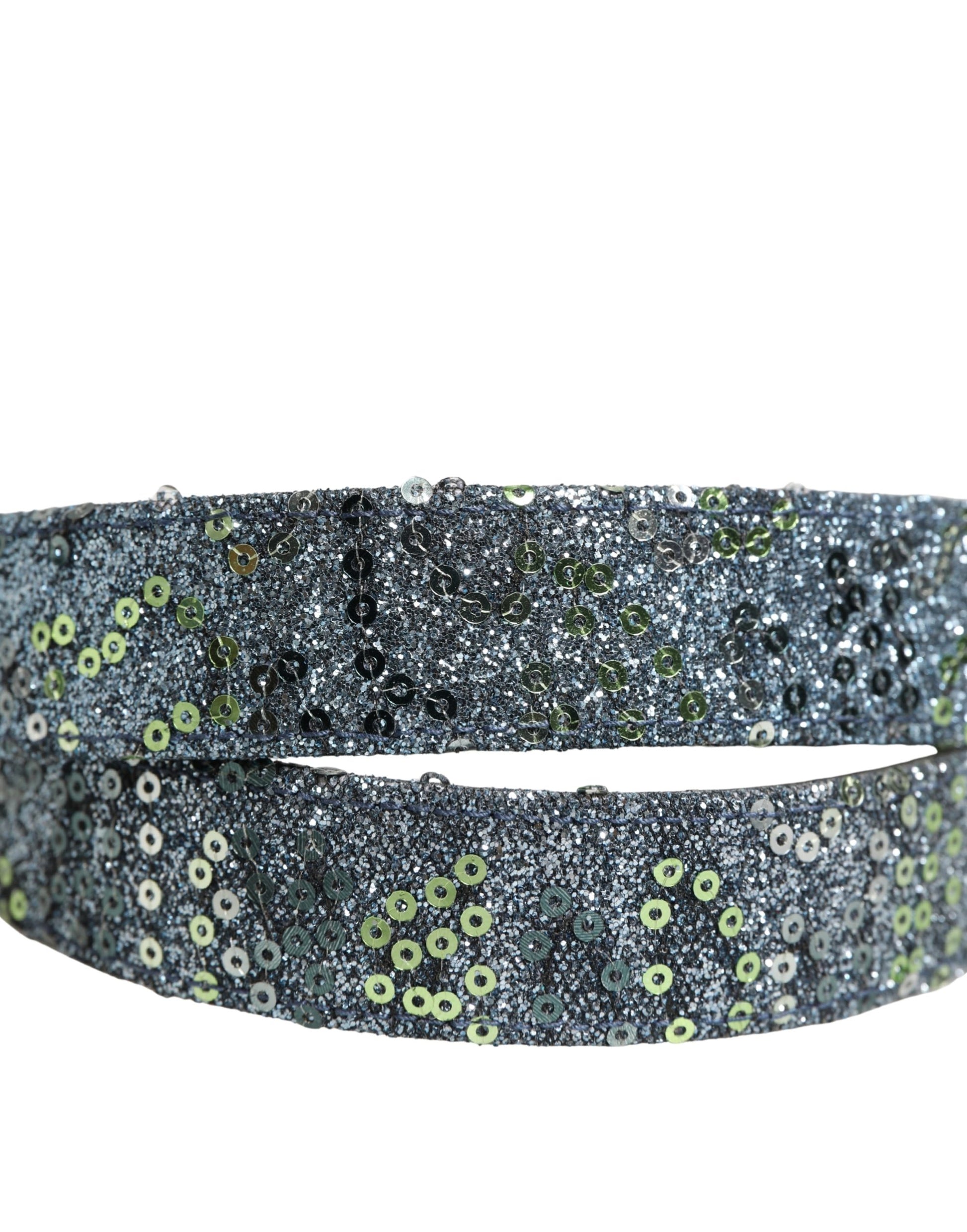 Men Multicolor Sequin Silver Metal Buckle Belt