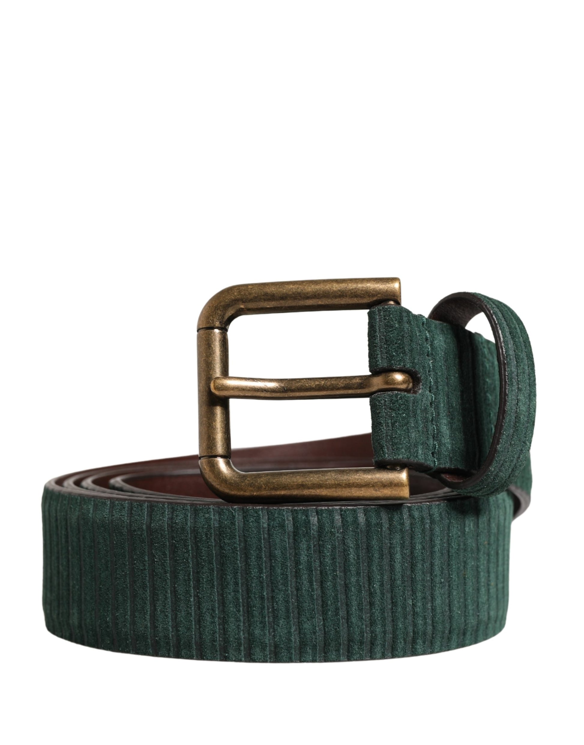 Men Green Velvet Leather Metal Buckle Belt