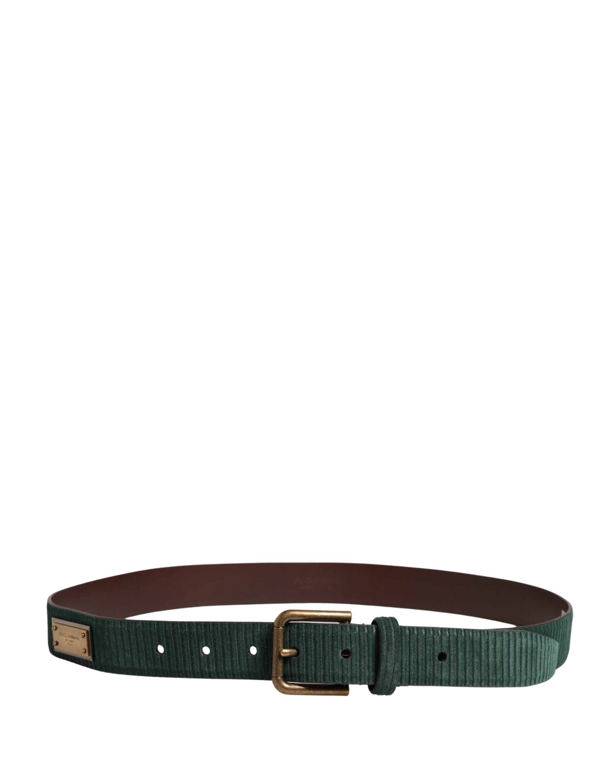 Men Green Velvet Leather Metal Buckle Belt