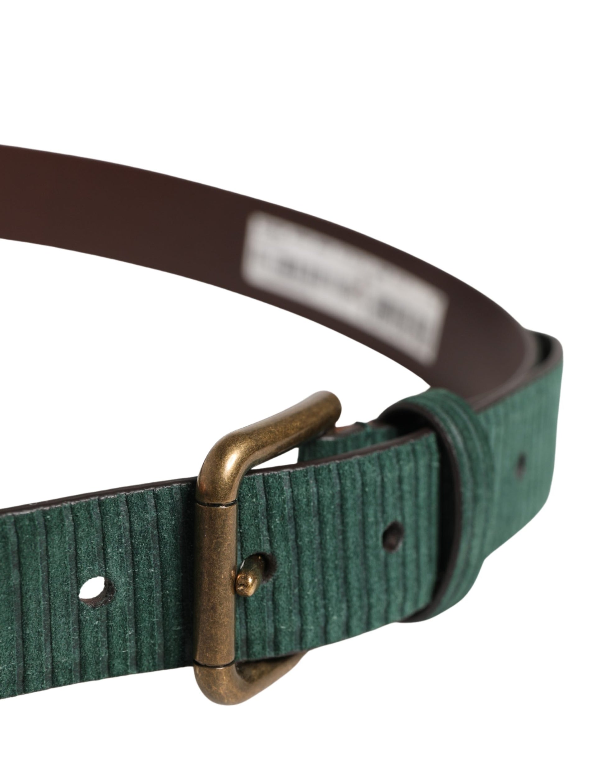 Men Green Velvet Leather Metal Buckle Belt