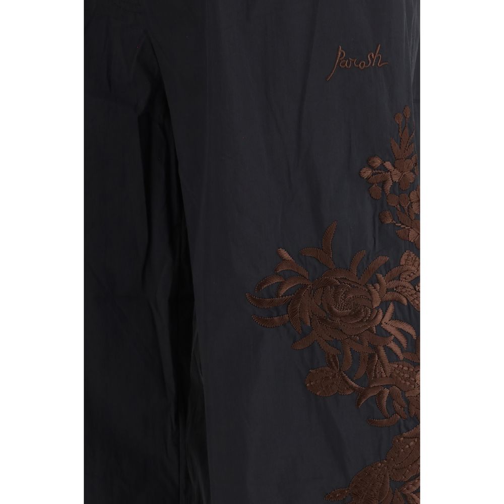 Black Cotton Casual Pants