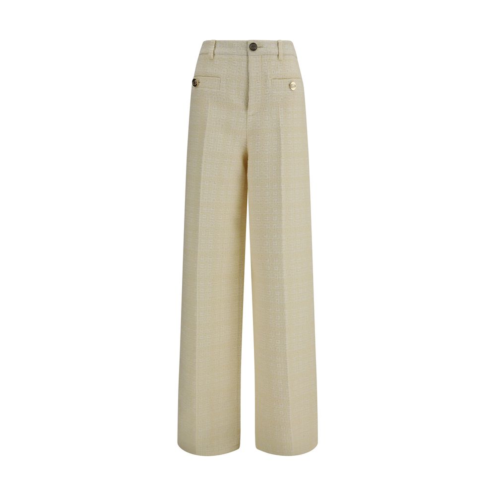 Beige Cotton Casual Pants