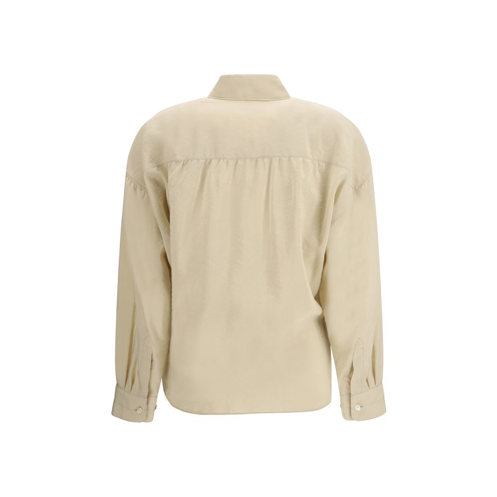 Beige Silk Dress Shirt