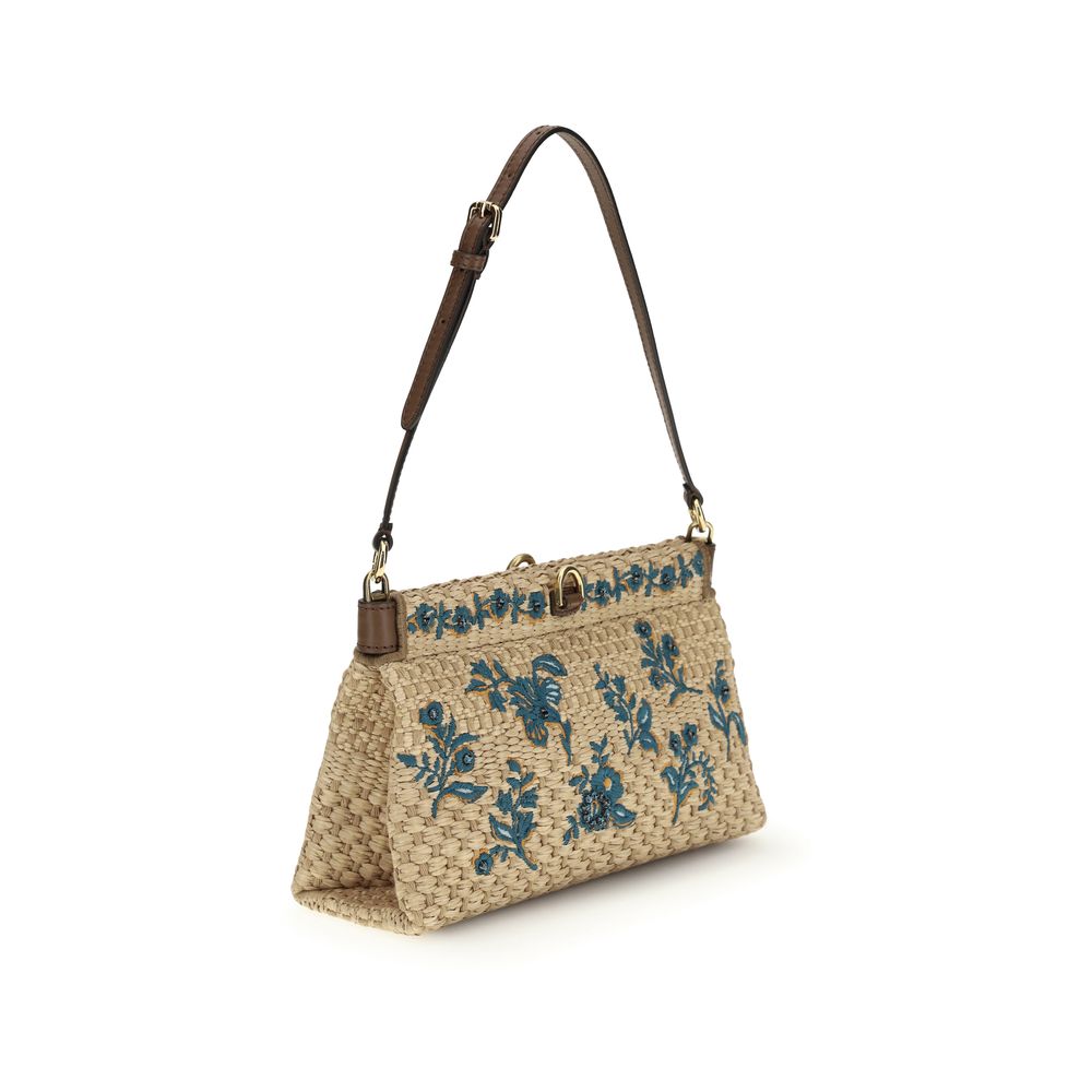 Beige Viscose Shoulder Bag