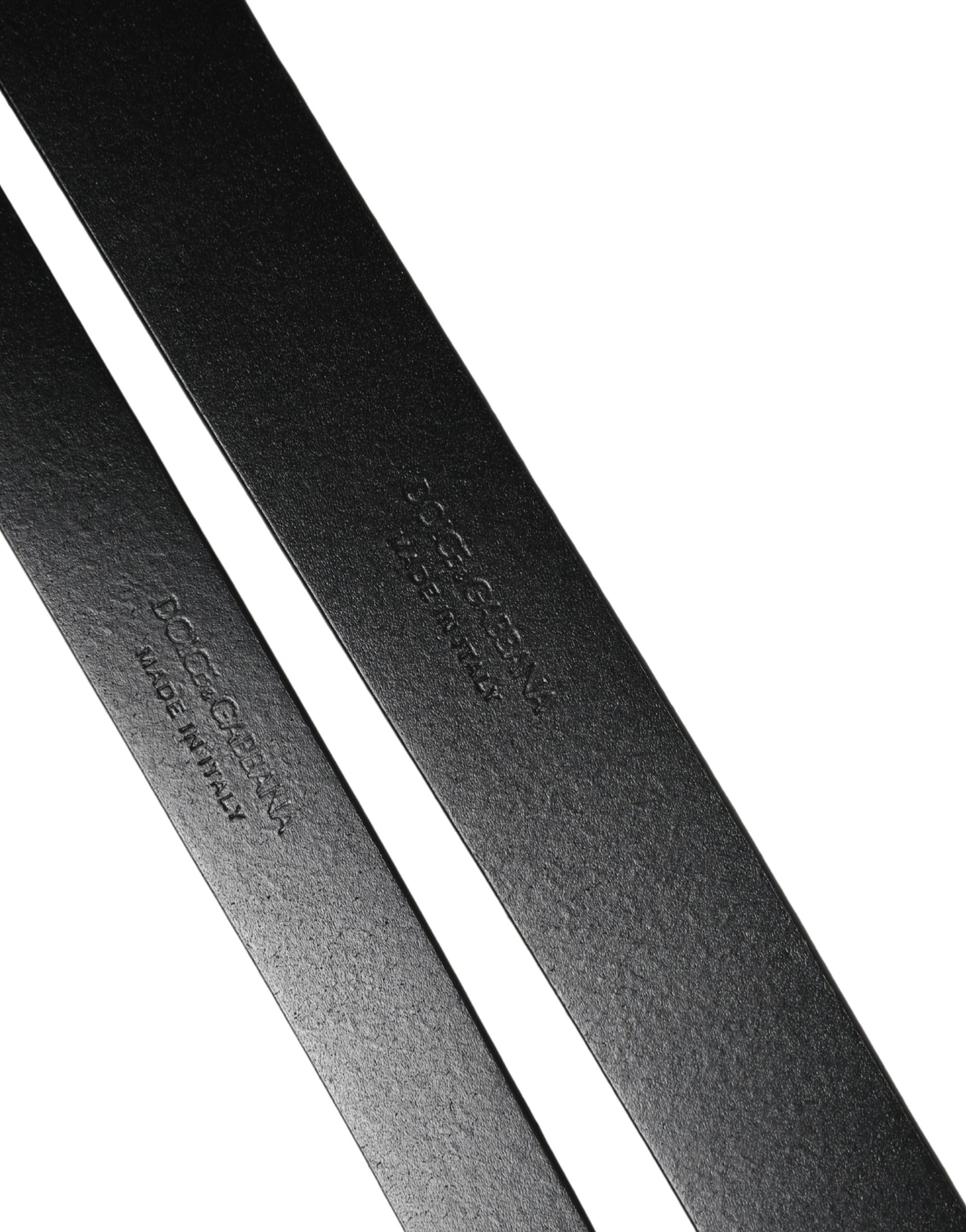 Black Double Strap Leather Silver Buckle Belt