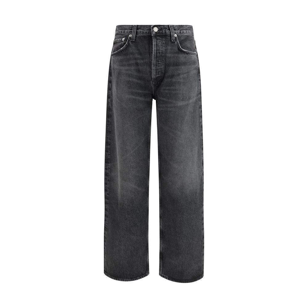 Black Cotton Straight-Leg Jeans