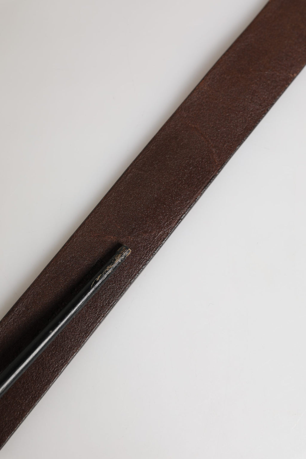 Men Brown Calf Leather Logo Metal Buckle Belt
