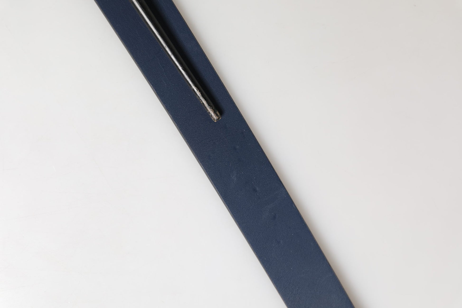 Blue Calf Leather Logo Metal Buckle Belt