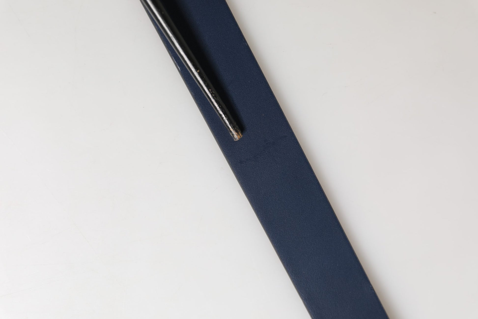 Men Blue Calf Leather Logo Metal Buckle Belt