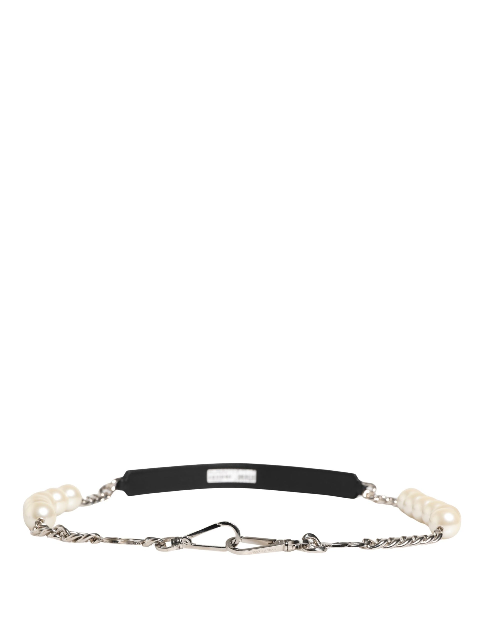 Black Leather Silver Chain Bag Accessory Shoulder Strap