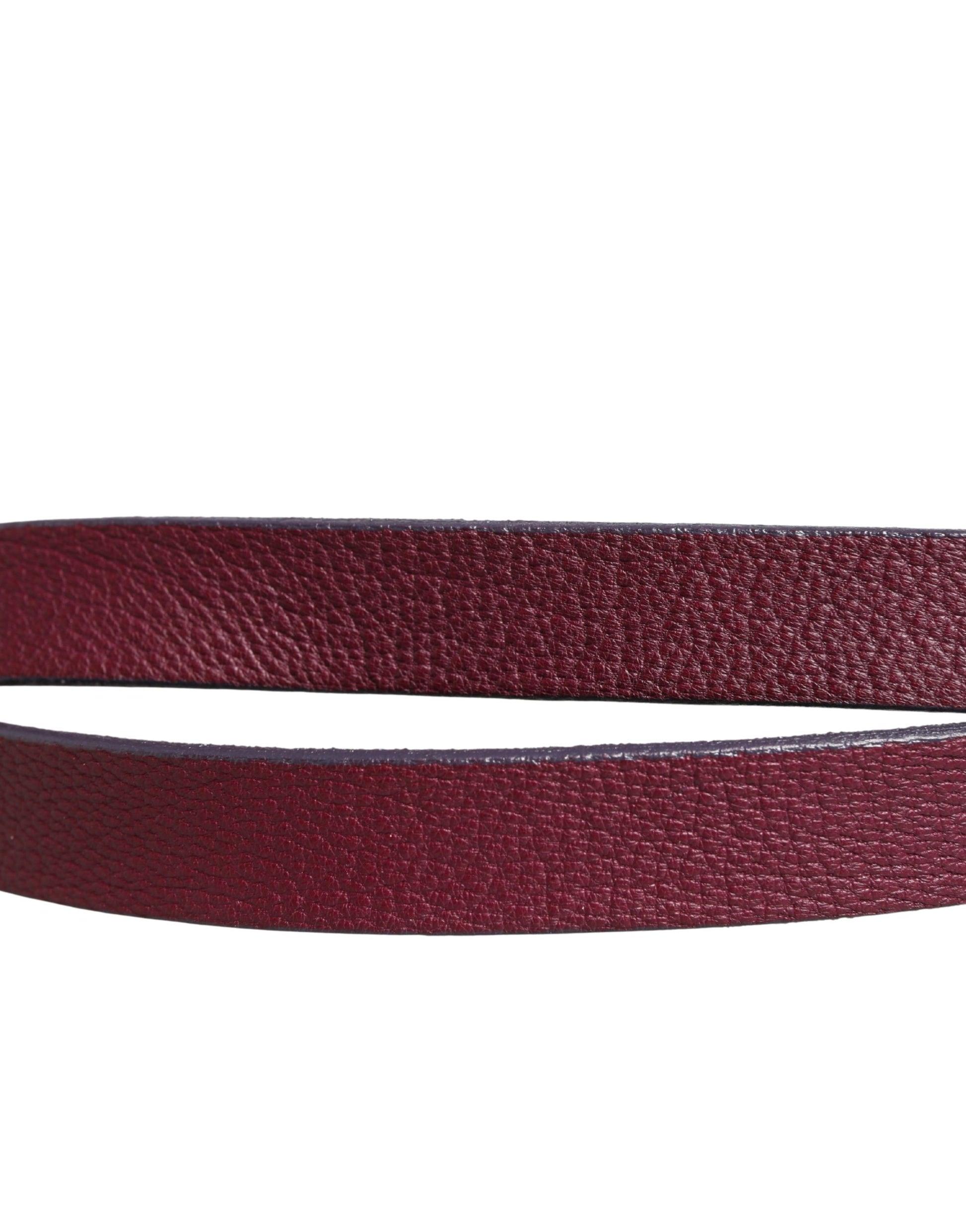 Maroon Leather Silver Metal Buckle Waist Women Belt