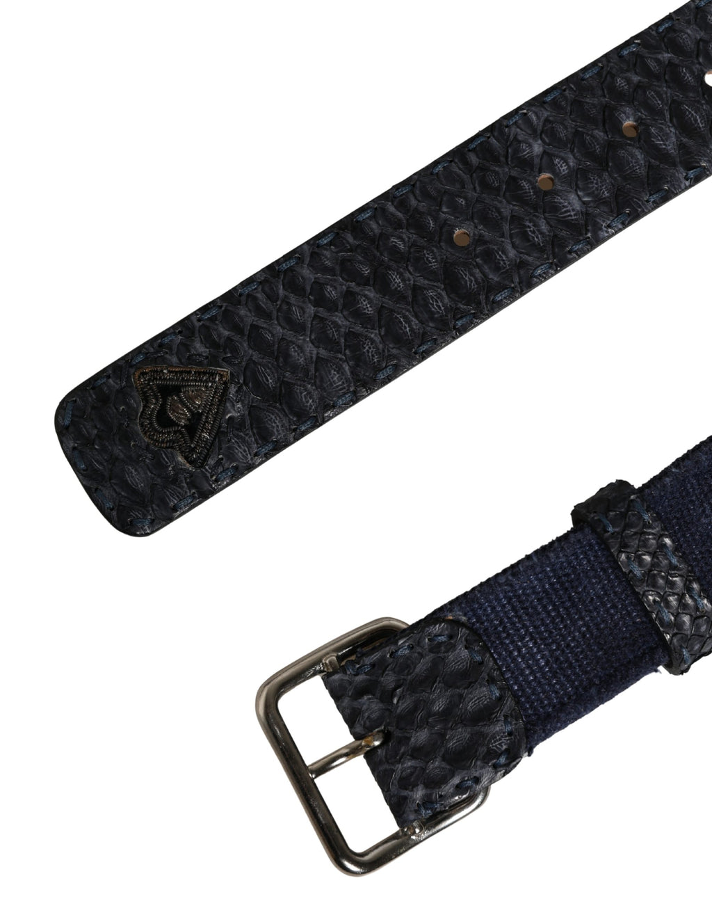 Dark Blue Canvas Silver Metal Buckle Belt
