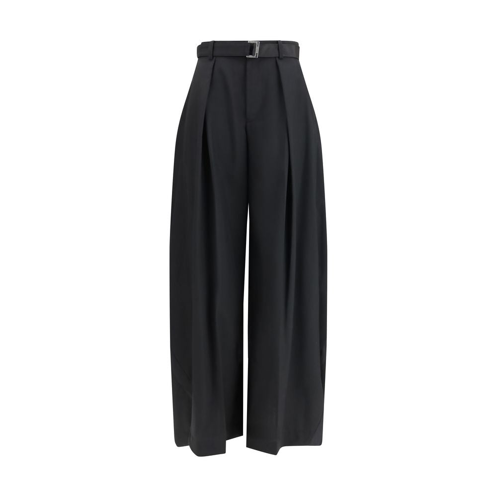 Black Polyester Casual Pants