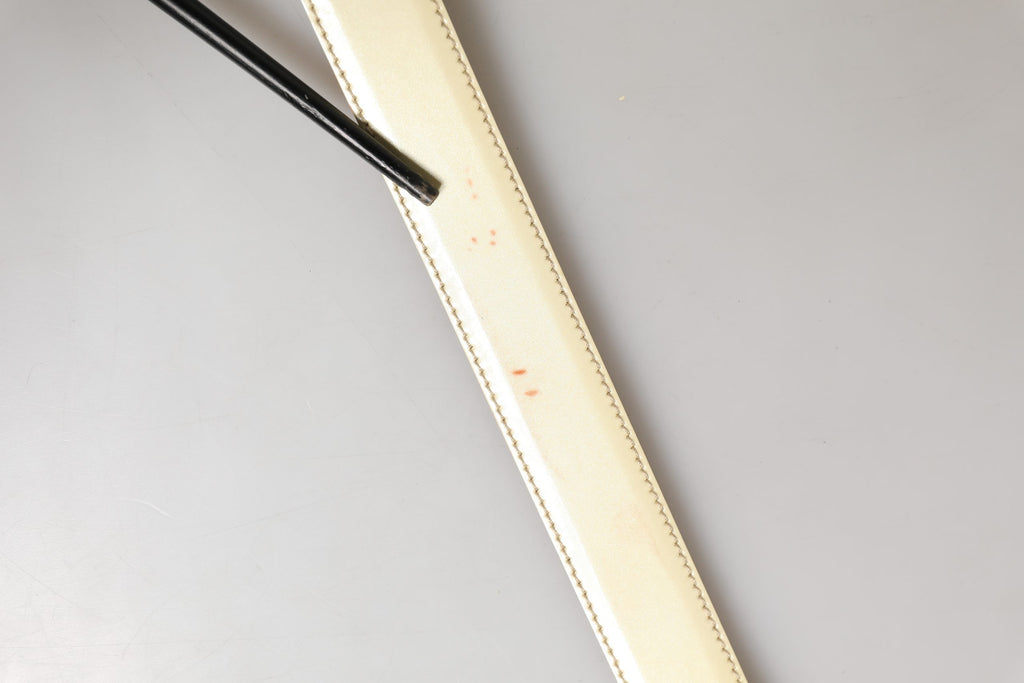 Beige Leather Logo Waist Women Gold Metal Buckle Belt