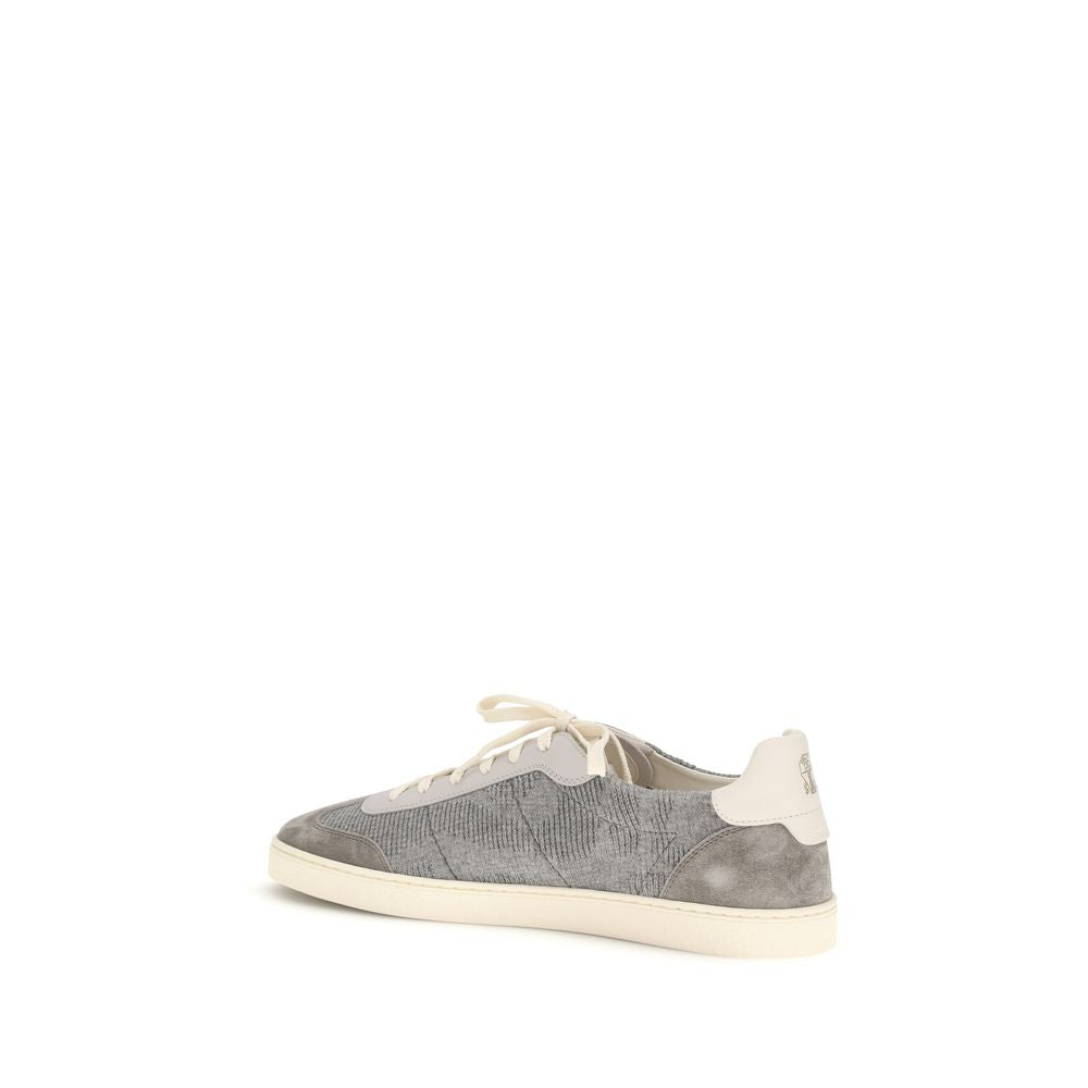 Gray Calf Leather Bos Taurus Low Top Sneakers