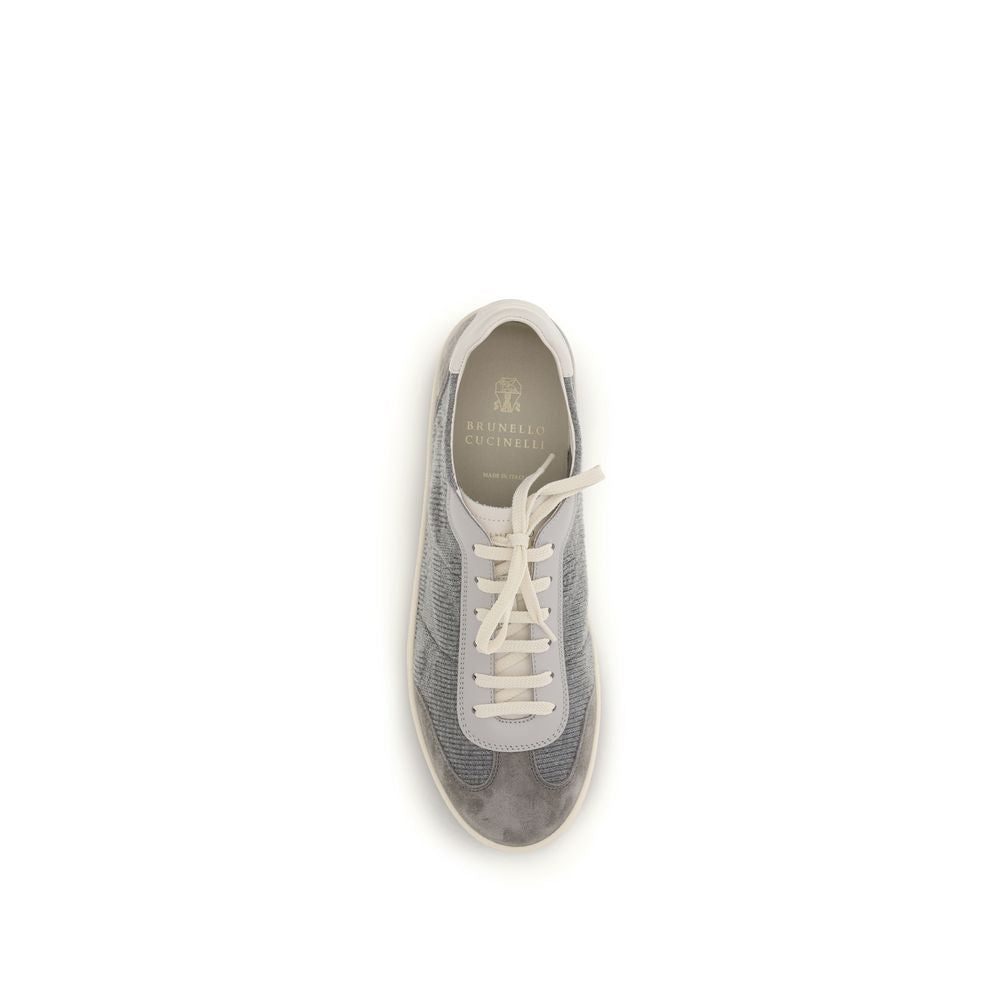 Gray Calf Leather Bos Taurus Low Top Sneakers