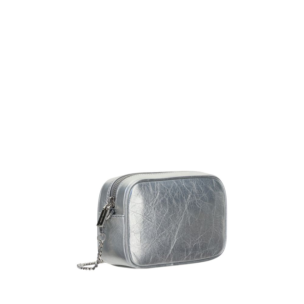 Gray Leather Shoulder Bag