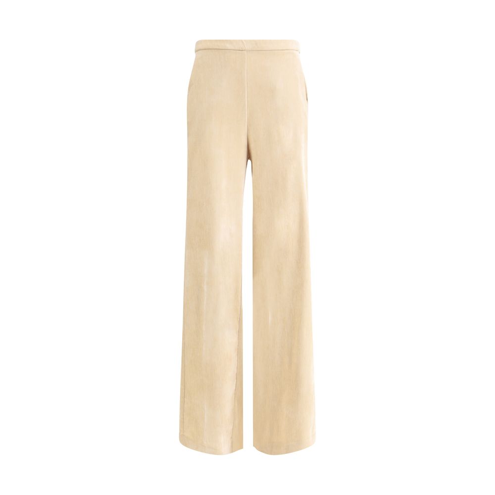 Beige Cotton Casual Pants