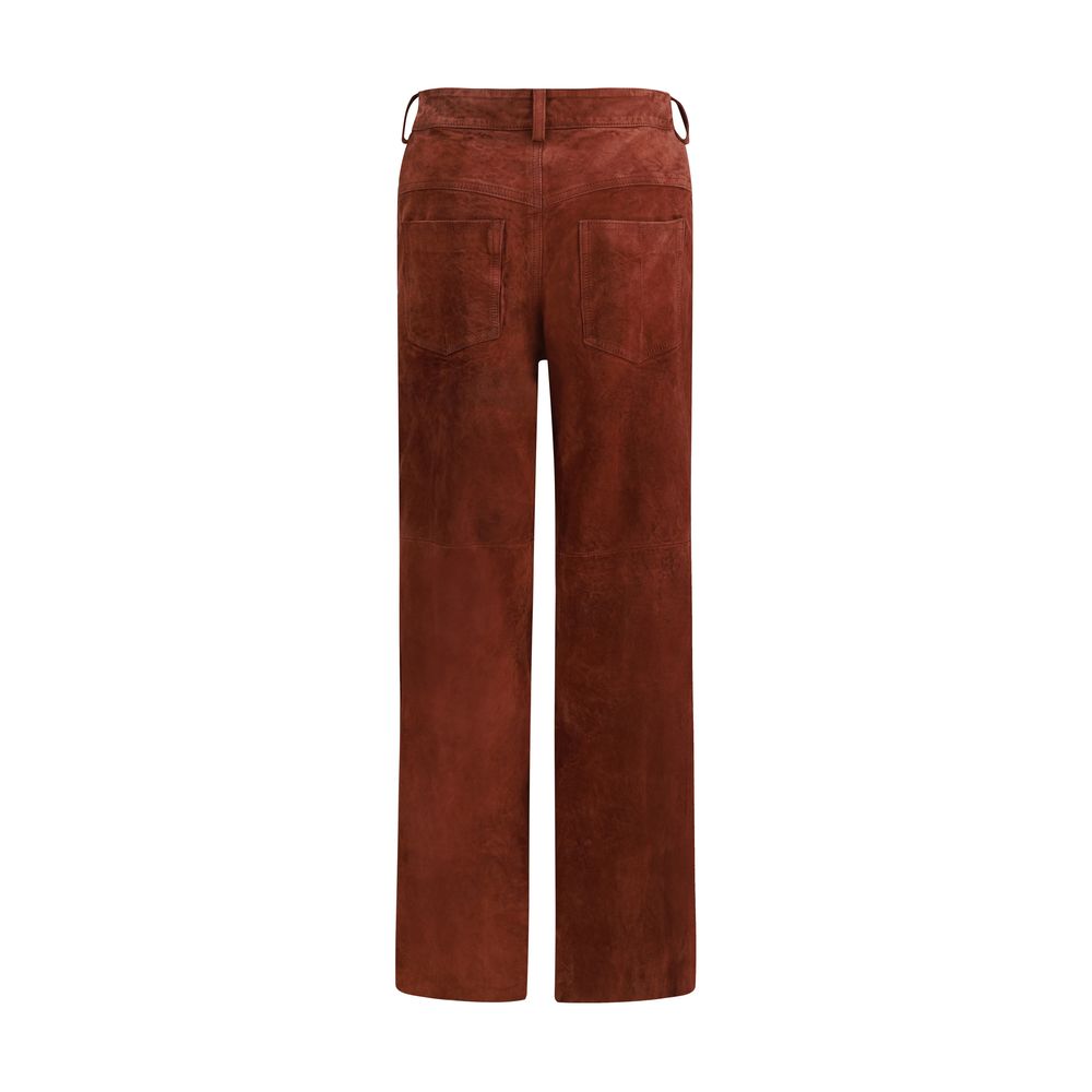 Bordeaux Leather Casual Pants