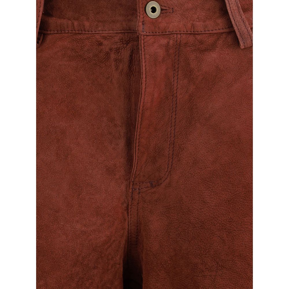Bordeaux Leather Casual Pants