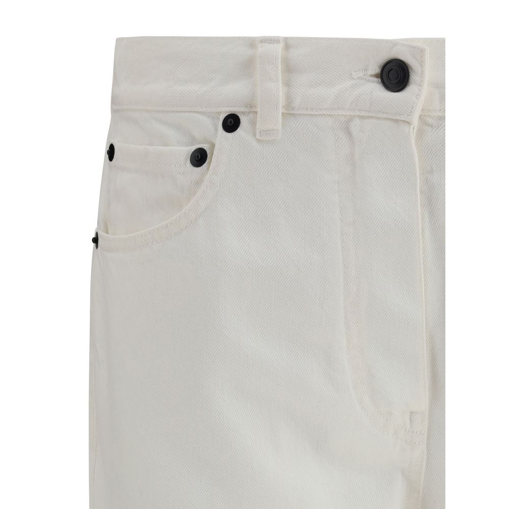 White Cotton Straight-Leg Jeans