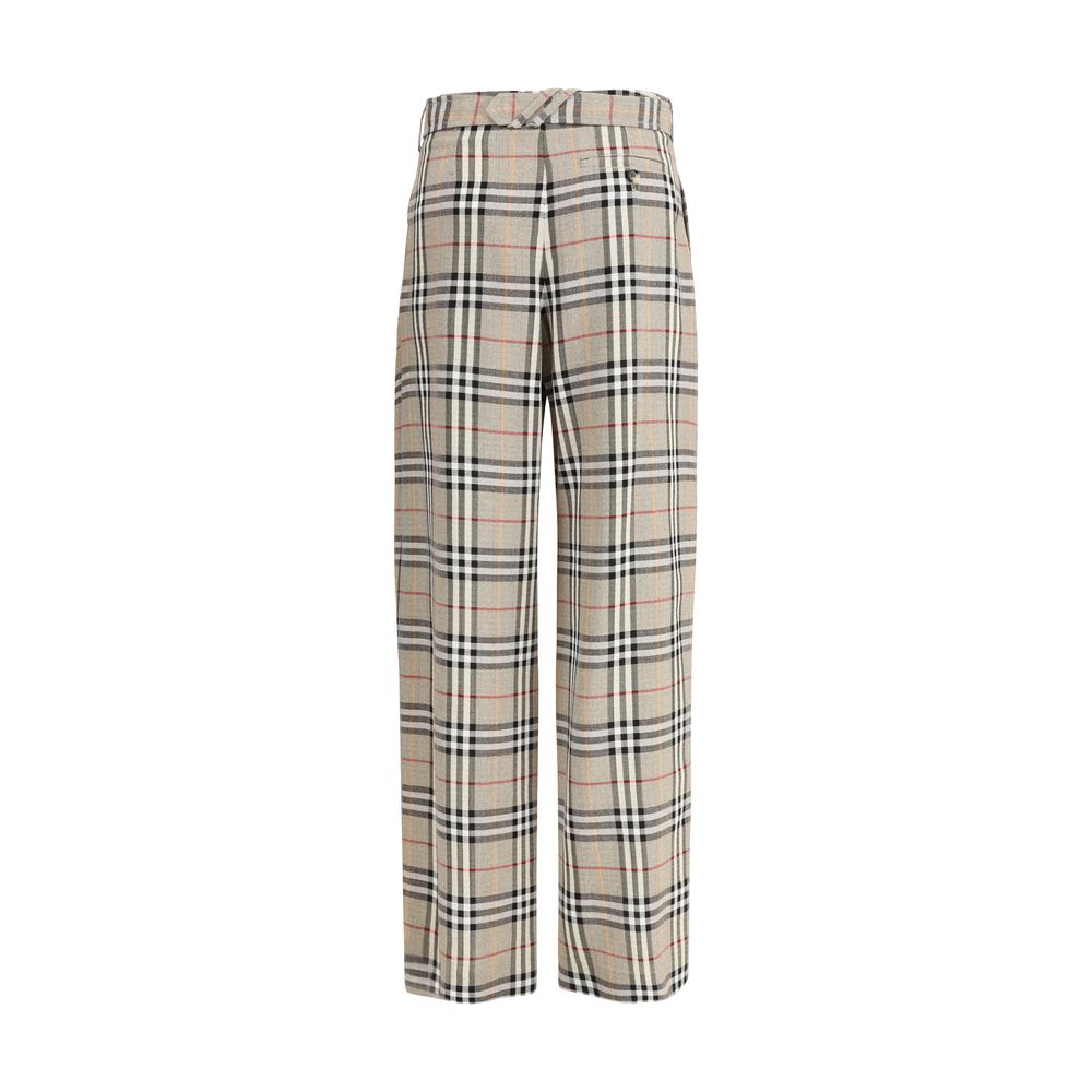Beige Viscose Casual Pants