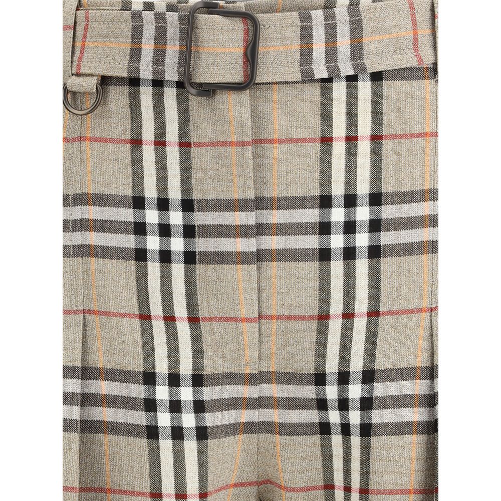 Beige Viscose Casual Pants