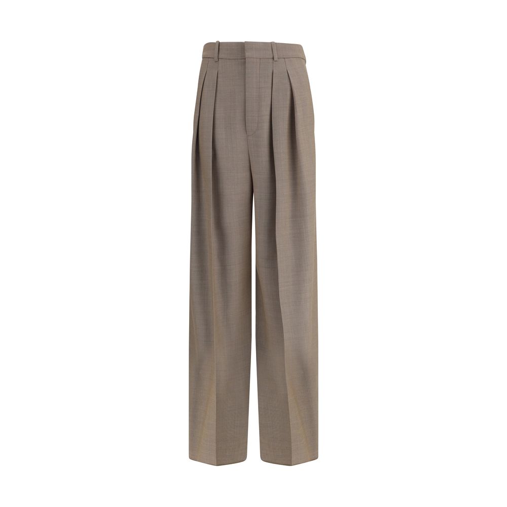 Beige Wool Casual Pants