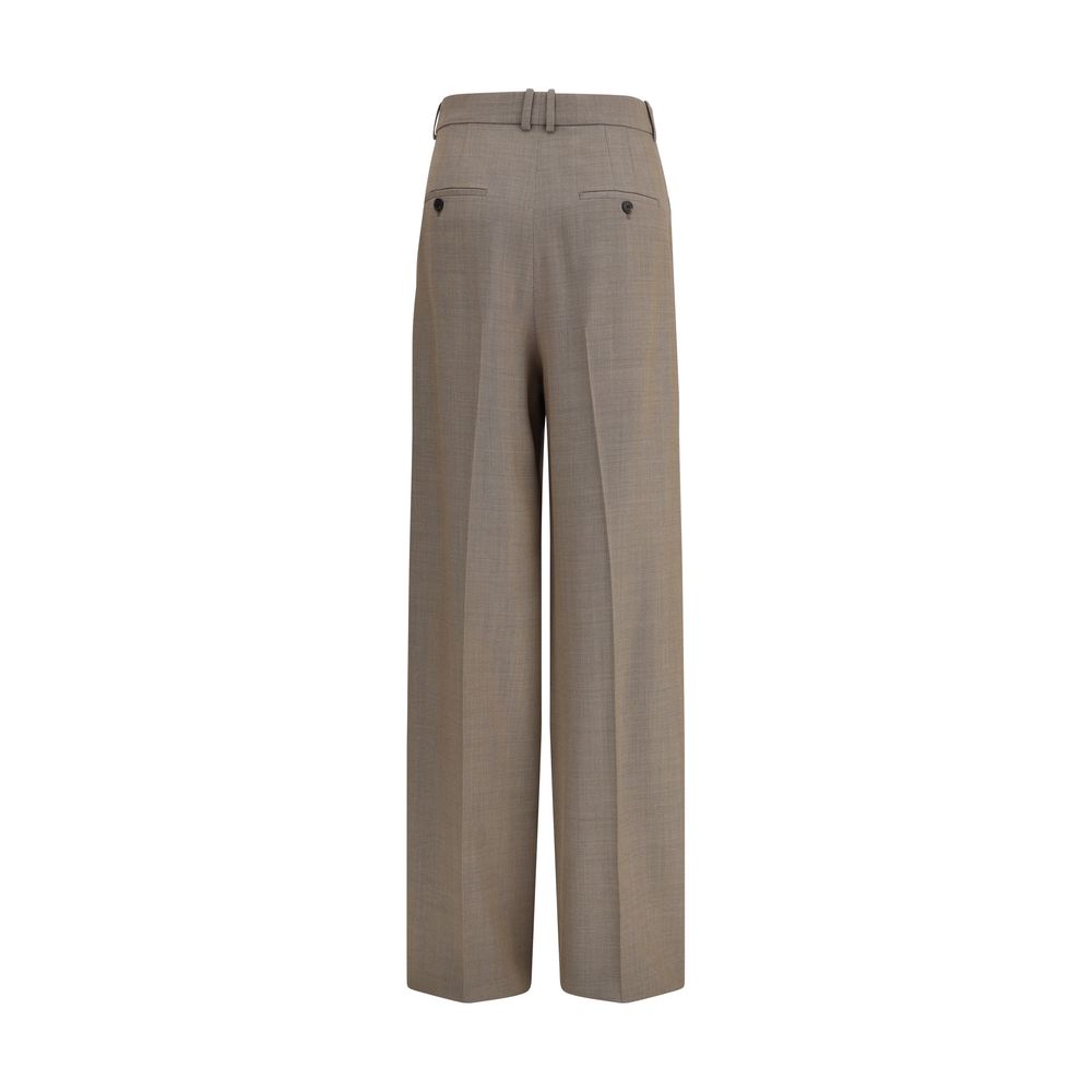 Beige Wool Casual Pants
