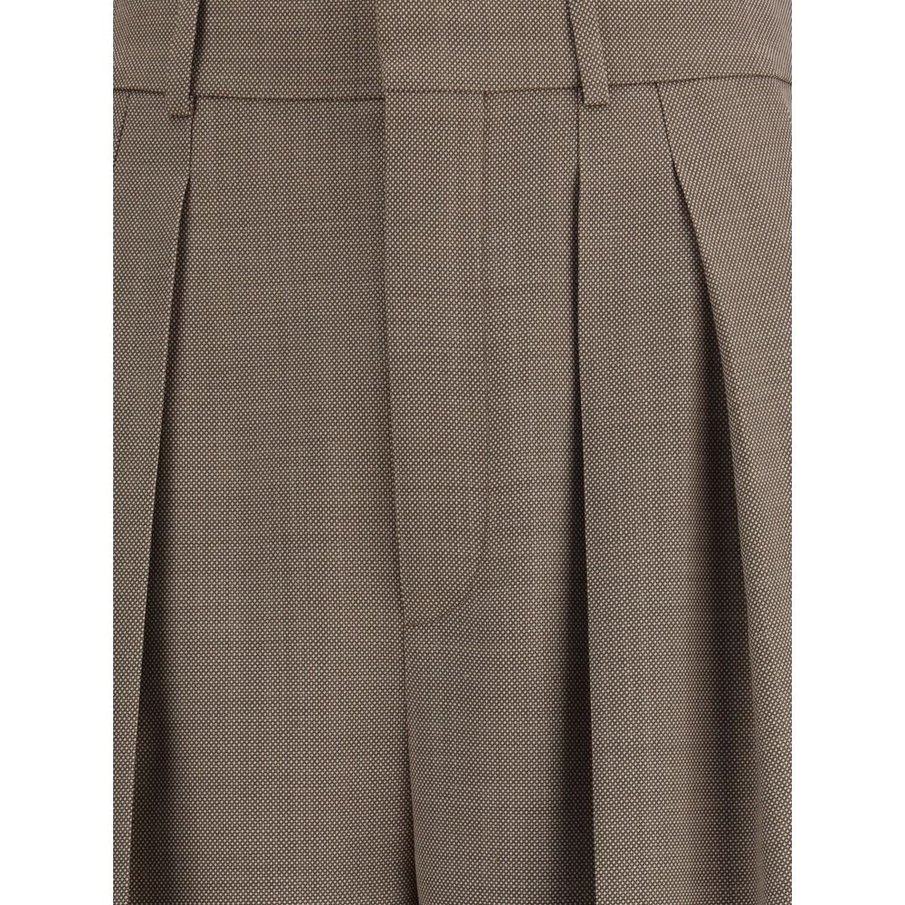 Beige Wool Casual Pants