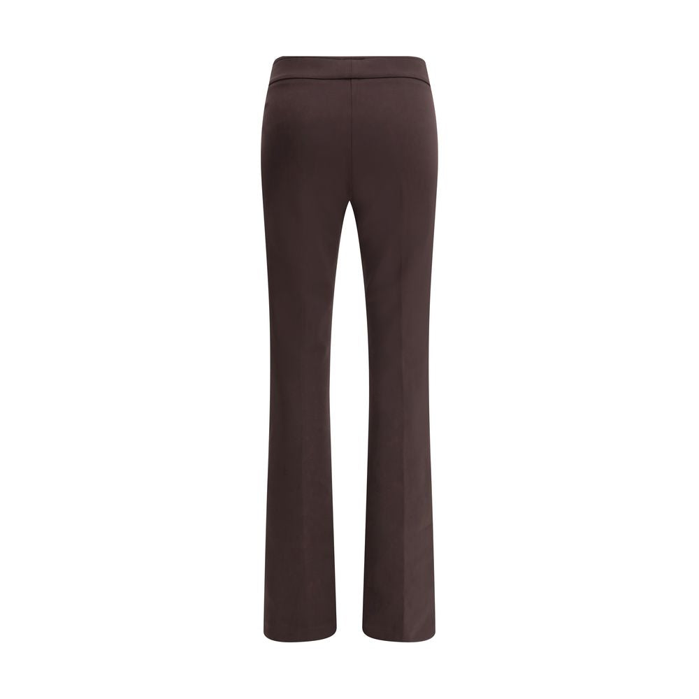 Brown Elastane Flared Pants
