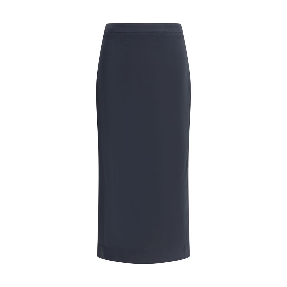 Black Viscose Midi Skirt