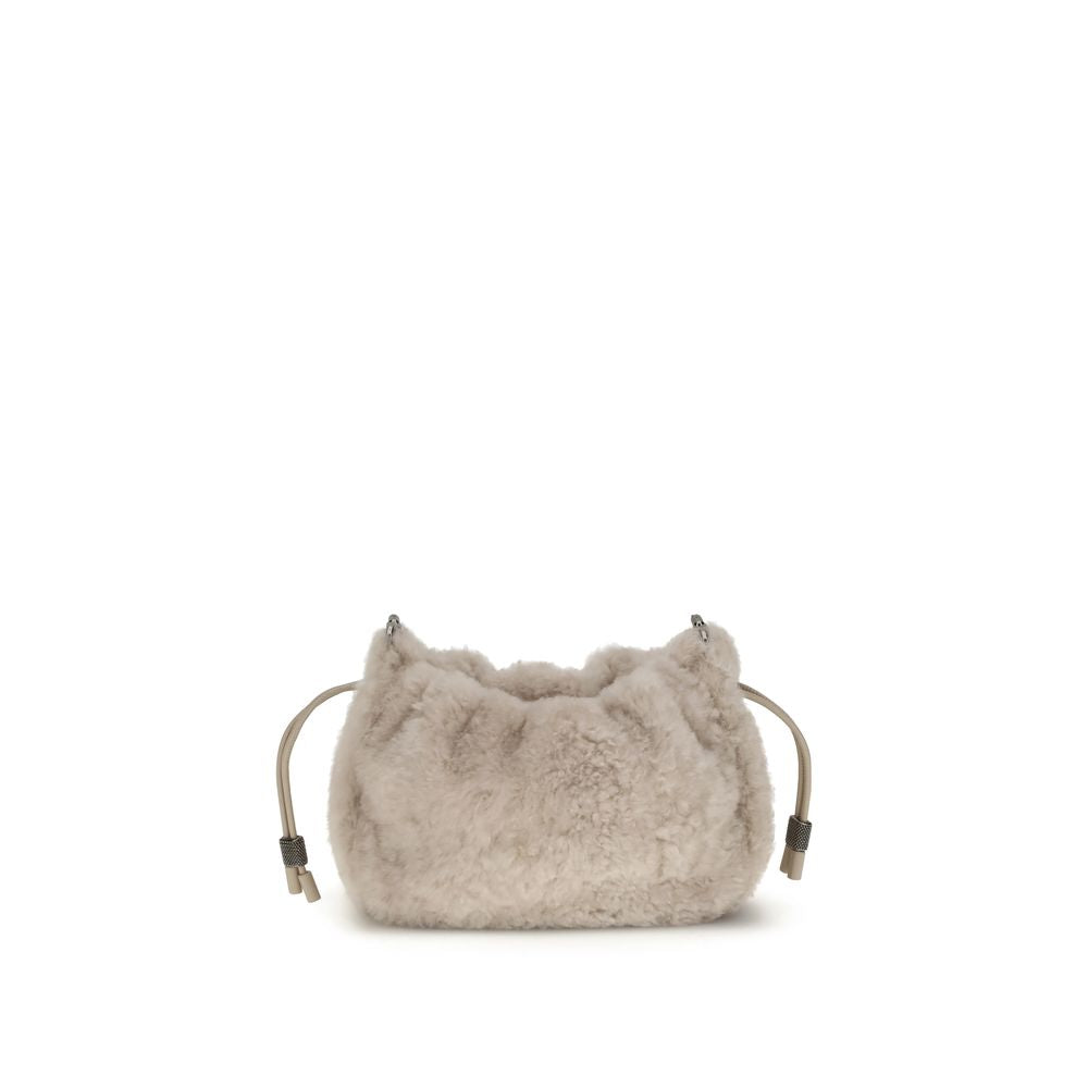 Gray Fur Shoulder Bag